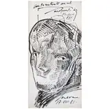 Jose Luis Cuevas, Autorretrato en el aeropuerto de Madrid XXV, Tinta sobre papel