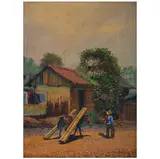 Rafael Leonor Solís, El vendedor de madera, Óleo sobre tela