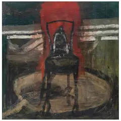 Estrella Carmona, La silla, 1992, Óleo y collage sobre tela