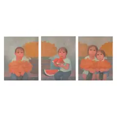 Antonio González Orozco, Flores y frutos, Óleo sobre tela, tríptico