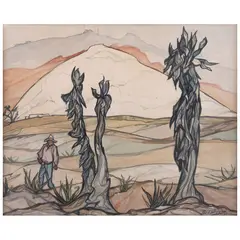 Pablo O'Higgins, Desierto, Acuarela y lápiz de grafito sobre papel