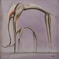 Untitled, circa 1998/9 by Peter Ngugi, acrylic on canvas, sold Nov 2013