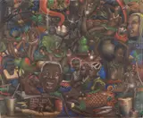 Phillip (Nelly) Ndunguru, Fortune teller, 1983, Gouache on paper