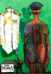Abebe Dawit, Background, 2015, Mixed media on canvas