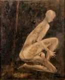 Tabitha Wa Thuku, Relaxing Nude from the series Nude Measure, 2003, Oil and smoke pigment on paper