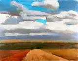Timothy Brooke, Clouds Over Lolldaiga, 2015, Oil on canvas mounted on wood