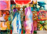 Ahmed Abushariaa, Untitled, undated, Ink and pastel on paper