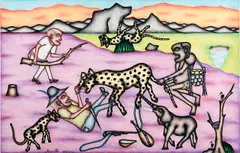 Kivuthi Mbuno, Dangerous Leopard, undated, Coloured pencils and ink on paper