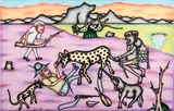 Kivuthi Mbuno, Dangerous Leopard, undated, Coloured pencils and ink on paper