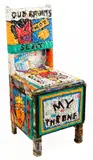 Ashif Malamba, My Throne, 2014, Plastic bag collage on wood