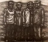 Peterson Kamwathi, Peri Urban Encounters II, circa 2012/13, Charcoal on paper