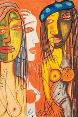 Untitled, undated by Charles Sekano, Mixed media on paper, sold Feb 2017