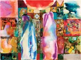 Ahmed Abushariaa, Untitled, undated, Ink and pastel on paper