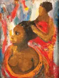 Eli Kyeyune, Hairdressing, 1975, Oil on board