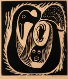 John Obaso Diang’a, Watching, 1986 and Broadcasting, 1986, Edition A/P and edition 1/10 woodcut prints on paper