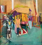 Geraldine Robarts, Still Life in Studio, 1958, Oil on board