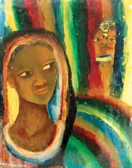 Jealous Girl by Jak Katarikawe, circa 1985, Oil on board, offered Feb 2017