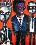 Eria ‘Sane’ Nsubuga, The Stare Down, 2015, Mixed media on canvas