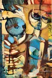 Romano Lutwama, Mother and Son, 1991, Acrylic on hardboard