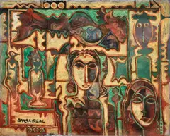 Bakri Bilal, African Faces, 2000, Acrylic on canvas board