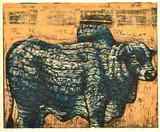 Peterson Kamwathi, It is Not Clear from Constitution Bull series, 2005, 2/2 Edition, woodcut print on paper