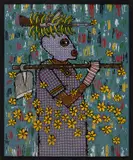 Samson ‘Xenson’ Ssenkaaba, Matoke Farmer, 2016, Mixed media on canvas