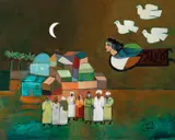 Mohamed Abdella Otaybi, Flying Woman II, 2018, Acrylic on canvas