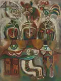 Stephen Kasumba, Carrying Gifts, 2000, Oil on canvas