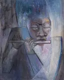 Francis Nnaggenda, The Flute Player, 2009, Oil on canvas