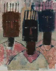Muraina Oyelami, Three Dreadlocks, 2005, Oil on paper