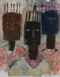 Muraina Oyelami, Three Dreadlocks, 2005, Oil on paper