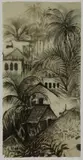Yony Waite, Lamu Rooftops, 1990s, Ink on washi (Japanese handmade paper)