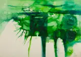 Ahmed Abushariaa, Untitled (Forest), undated, Ink and watercolour on paper