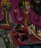 Kamal Shah, Young Couple, 1997, Acrylic on canvas