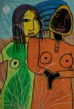 Charles Sekano, Untitled (Two Women Standing), undated, Mixed media on paper