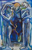 Geoffrey Mukasa, Untitled, 2002 – 2003, Oil and bark cloth on canvas