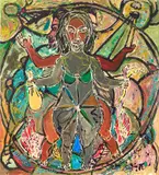 Eria ‘Sane’ Nsubuga, Vitruvian Androgyny (Metamorphosis of Adam & (St) Eve), undated, Mixed media on canvas