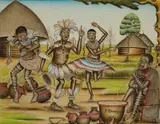 Joel Oswaggo, Beer Drinking Ceremony (Luo Culture), 1998, Mixed media on paper