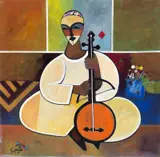 Mohamed Abdella Otaybi, Um Keky Player, 2015, Acrylic on canvas