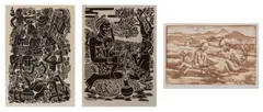 Robino Ntila, a. Untitled (13 figures), undated, Woodcut print on paper, ed 118/300