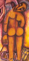 Woman Showering by Richard Kimathi, circa 1998, Oil on canvas, offered Nov 2023
