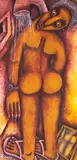 Richard Kimathi, Woman Showering, circa 1998, Oil on canvas