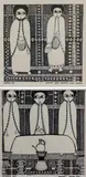 Ephrem Solomon, Makeda’s father dies, 2011 and Solomon gets perfume from Makeda, 2011, Both Ink on paper