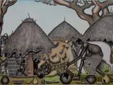 Joel Oswaggo, Fighting Bulls, undated, Pastel and graphite on paper