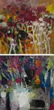 El Sadig Agena, Untitled VI, 2018 and Untitled VII, 2020, Both acrylic on canvas