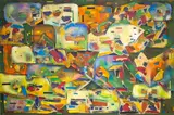 Joseph Ntensibe, Monument of Masks, 2006, Oil on canvas