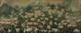 Francis Musango, Village Under Banana Grove, circa late 1970s, Oil on hardboard