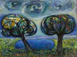 Francis Nnaggenda, Pool-Side Shades, 1988, Oil on canvas