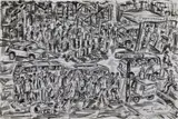Evanson Kang’ethe, Traders and Commuters, 2014, Ink on Paper