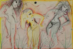 Untitled (Moon Dancing), circa 1980s – 1990s by Charles Sekano, Pastel on paper, sold Nov 2025